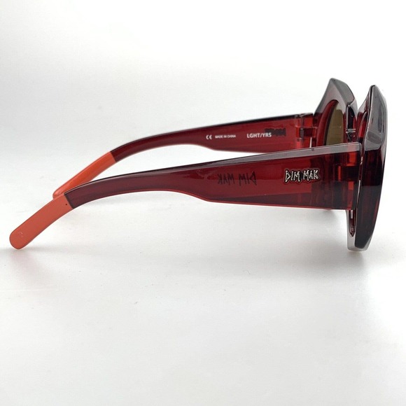 DIM MAK Sunglasses mod. LGHT/YRS Red Octagon Gold Mirrored Oversized Shades - Picture 3 of 9